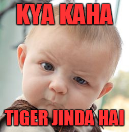 Skeptical Baby Meme | KYA KAHA; TIGER JINDA HAI | image tagged in memes,skeptical baby | made w/ Imgflip meme maker