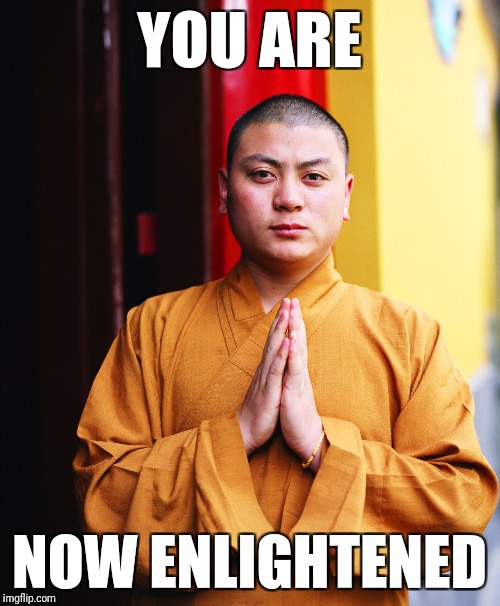 YOU ARE; NOW ENLIGHTENED | image tagged in enlightened | made w/ Imgflip meme maker
