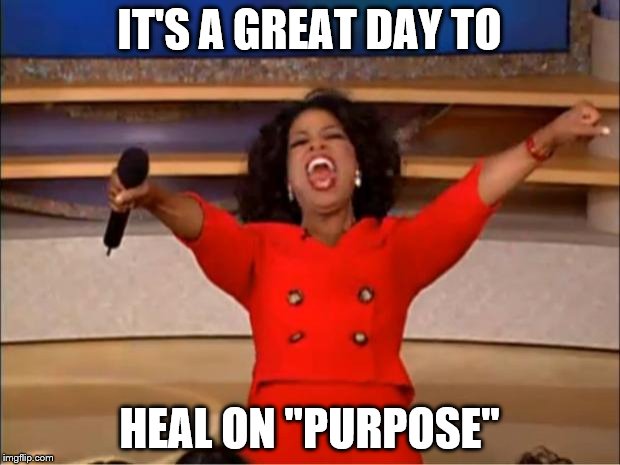 Oprah You Get A | IT'S A GREAT DAY TO; HEAL ON "PURPOSE" | image tagged in memes,oprah you get a | made w/ Imgflip meme maker