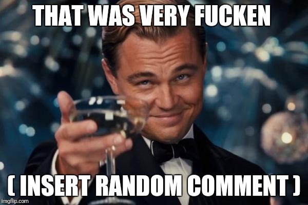 Leonardo Dicaprio Cheers Meme | THAT WAS VERY F**KEN ( INSERT RANDOM COMMENT ) | image tagged in memes,leonardo dicaprio cheers | made w/ Imgflip meme maker
