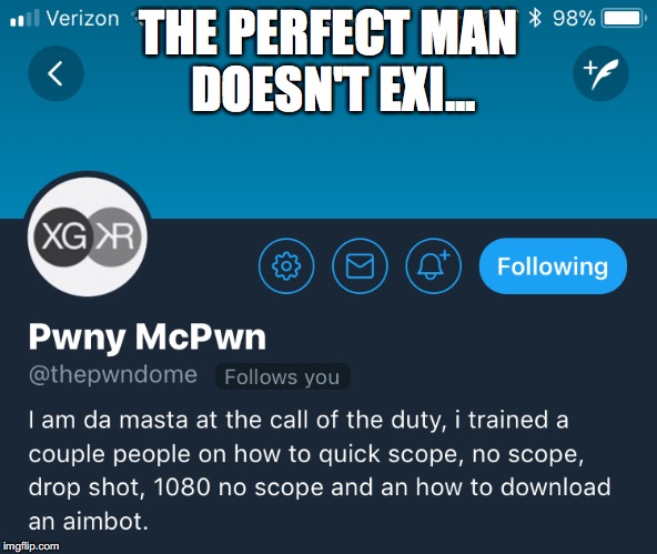 THE PERFECT MAN DOESN'T EXI... | image tagged in perfect | made w/ Imgflip meme maker