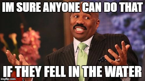 Steve Harvey Meme | IM SURE ANYONE CAN DO THAT IF THEY FELL IN THE WATER | image tagged in memes,steve harvey | made w/ Imgflip meme maker