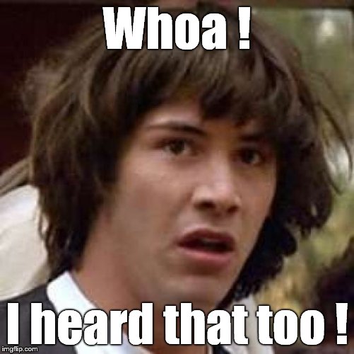 Conspiracy Keanu Meme | Whoa ! I heard that too ! | image tagged in memes,conspiracy keanu | made w/ Imgflip meme maker