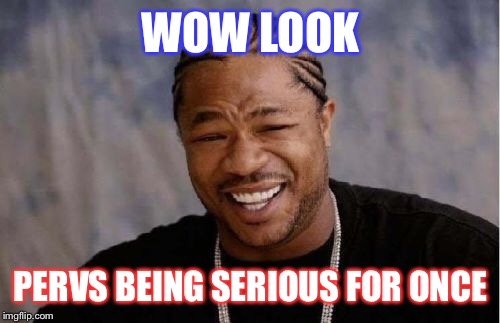 Yo Dawg Heard You Meme | WOW LOOK PERVS BEING SERIOUS FOR ONCE | image tagged in memes,yo dawg heard you | made w/ Imgflip meme maker