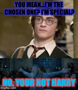 YOU MEAN...I’M THE CHOSEN ONE? I’M SPECIAL? NO, YOUR NOT HARRY | made w/ Imgflip meme maker