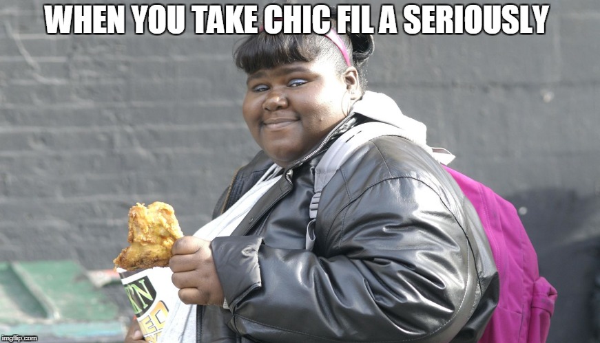 WHEN YOU TAKE CHIC FIL A SERIOUSLY | image tagged in awkward moment sealion | made w/ Imgflip meme maker