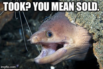 Happy Eel | TOOK? YOU MEAN SOLD. | image tagged in happy eel | made w/ Imgflip meme maker