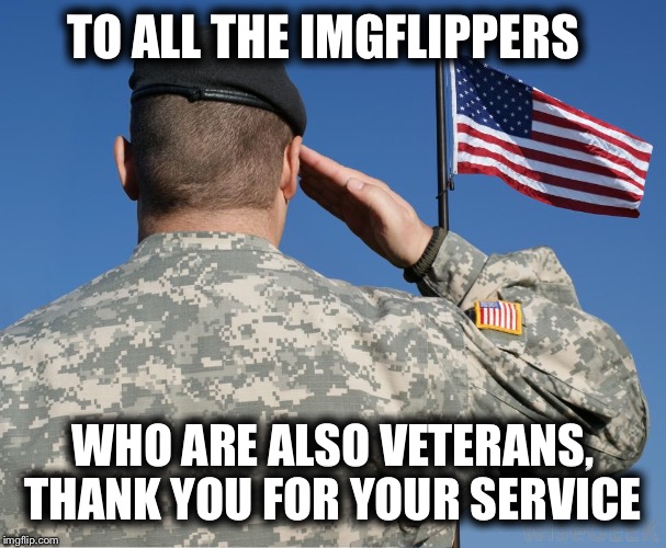 Today is your day and we salute you | TO ALL THE IMGFLIPPERS; WHO ARE ALSO VETERANS, THANK YOU FOR YOUR SERVICE | image tagged in veterans day,grateful,heroes | made w/ Imgflip meme maker