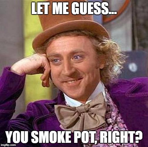 Creepy Condescending Wonka Meme | LET ME GUESS... YOU SMOKE POT, RIGHT? | image tagged in memes,creepy condescending wonka | made w/ Imgflip meme maker