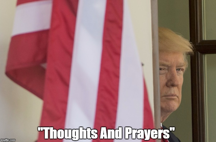 "Thoughts And Prayers" | "Thoughts And Prayers" | image tagged in deplorable donald,despicable donald,dishonorable donald,delusional donald,damnable donald,dishonest donald | made w/ Imgflip meme maker