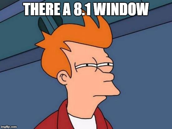 Futurama Fry Meme | THERE A 8.1 WINDOW | image tagged in memes,futurama fry | made w/ Imgflip meme maker