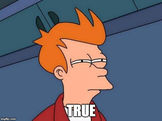 Futurama Fry Meme | TRUE | image tagged in memes,futurama fry | made w/ Imgflip meme maker