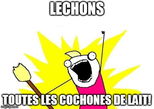 X All The Y Meme | LECHONS TOUTES LES COCHONES DE LAIT! | image tagged in memes,x all the y | made w/ Imgflip meme maker