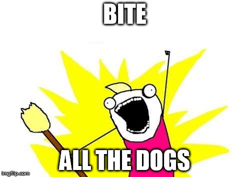 X All The Y Meme | BITE ALL THE DOGS | image tagged in memes,x all the y | made w/ Imgflip meme maker