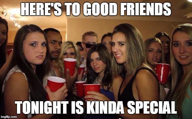 Remember  Löwenbräu? I Did | HERE'S TO GOOD FRIENDS; TONIGHT IS KINDA SPECIAL | image tagged in awkward party,commercial,jingle,beer | made w/ Imgflip meme maker