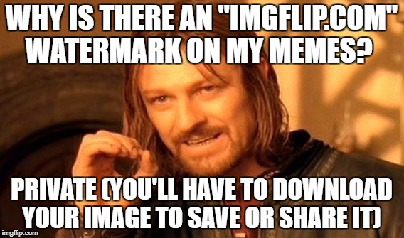 One Does Not Simply Meme | WHY IS THERE AN "IMGFLIP.COM" WATERMARK ON MY MEMES? PRIVATE (YOU'LL HAVE TO DOWNLOAD YOUR IMAGE TO SAVE OR SHARE IT) | image tagged in memes,one does not simply | made w/ Imgflip meme maker