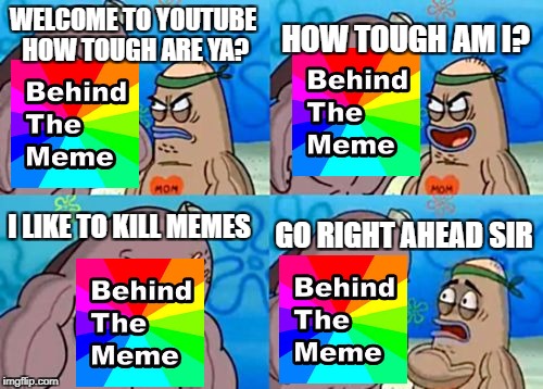 How Tough Are You Meme | HOW TOUGH AM I? WELCOME TO YOUTUBE HOW TOUGH ARE YA? I LIKE TO KILL MEMES; GO RIGHT AHEAD SIR | image tagged in memes,how tough are you | made w/ Imgflip meme maker