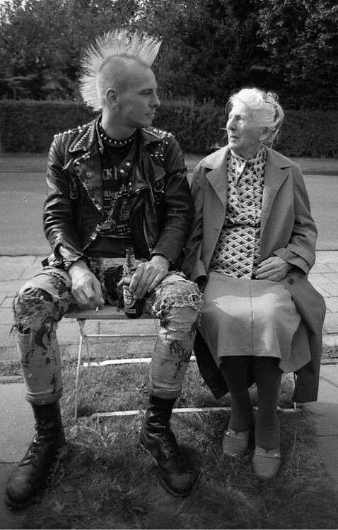 punk with grandmother Blank Meme Template