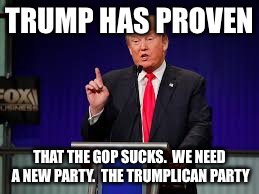 TRUMP HAS PROVEN; THAT THE GOP SUCKS.  WE NEED A NEW PARTY.  THE TRUMPLICAN PARTY | image tagged in republicans | made w/ Imgflip meme maker