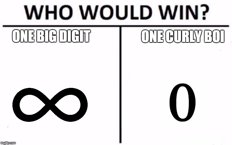 Who Would Win? Meme | ONE BIG DIGIT; ONE CURLY BOI | image tagged in who would win | made w/ Imgflip meme maker