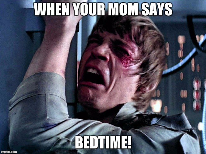 noooooo | WHEN YOUR MOM SAYS; BEDTIME! | image tagged in noooooo | made w/ Imgflip meme maker