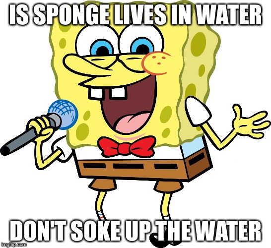 IS SPONGE LIVES IN WATER; DON'T SOKE UP THE WATER | image tagged in spongebob logic | made w/ Imgflip meme maker