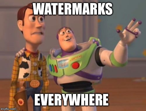X, X Everywhere Meme | WATERMARKS EVERYWHERE | image tagged in memes,x x everywhere | made w/ Imgflip meme maker