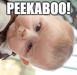 Skeptical Baby Meme | PEEKABOO! | image tagged in memes,skeptical baby | made w/ Imgflip meme maker