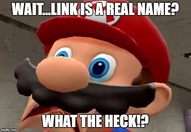 Link | WAIT...LINK IS A REAL NAME? WHAT THE HECK!? | image tagged in mario wtf | made w/ Imgflip meme maker