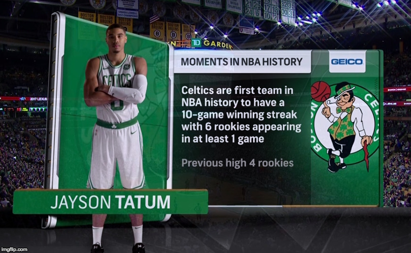 image tagged in celtics rookie factoid | made w/ Imgflip meme maker