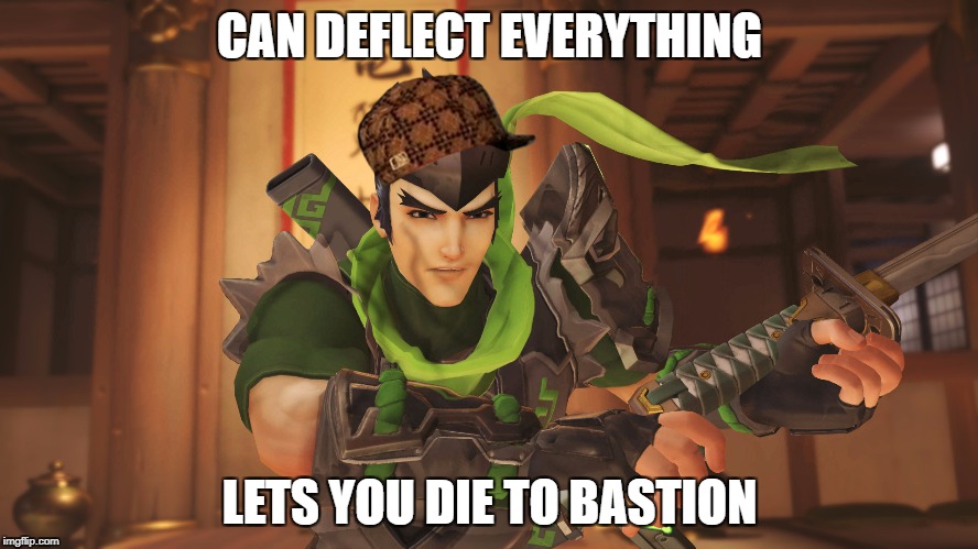 CAN DEFLECT EVERYTHING; LETS YOU DIE TO BASTION | image tagged in derpji,scumbag | made w/ Imgflip meme maker
