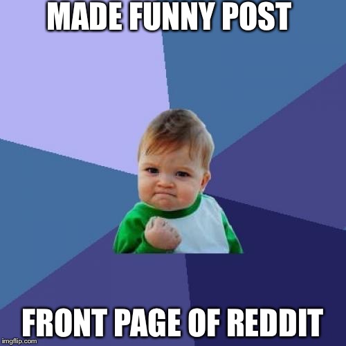 Success Kid | MADE FUNNY POST; FRONT PAGE OF REDDIT | image tagged in memes,success kid | made w/ Imgflip meme maker