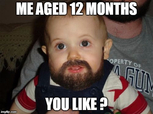 Beard Baby | ME AGED 12 MONTHS; YOU LIKE ? | image tagged in memes,beard baby | made w/ Imgflip meme maker