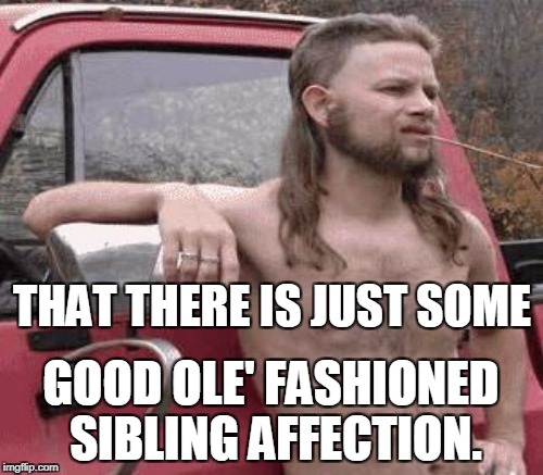 THAT THERE IS JUST SOME GOOD OLE' FASHIONED SIBLING AFFECTION. | made w/ Imgflip meme maker