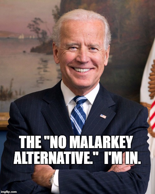 Joe Biden | THE "NO MALARKEY ALTERNATIVE."  I'M IN. | image tagged in joe biden | made w/ Imgflip meme maker
