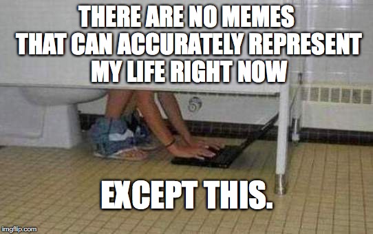 Laptop Toilet business | THERE ARE NO MEMES THAT CAN ACCURATELY REPRESENT MY LIFE RIGHT NOW; EXCEPT THIS. | image tagged in laptop toilet business | made w/ Imgflip meme maker