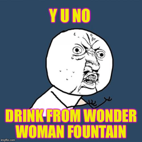 Y U No Meme | Y U NO DRINK FROM WONDER WOMAN FOUNTAIN | image tagged in memes,y u no | made w/ Imgflip meme maker