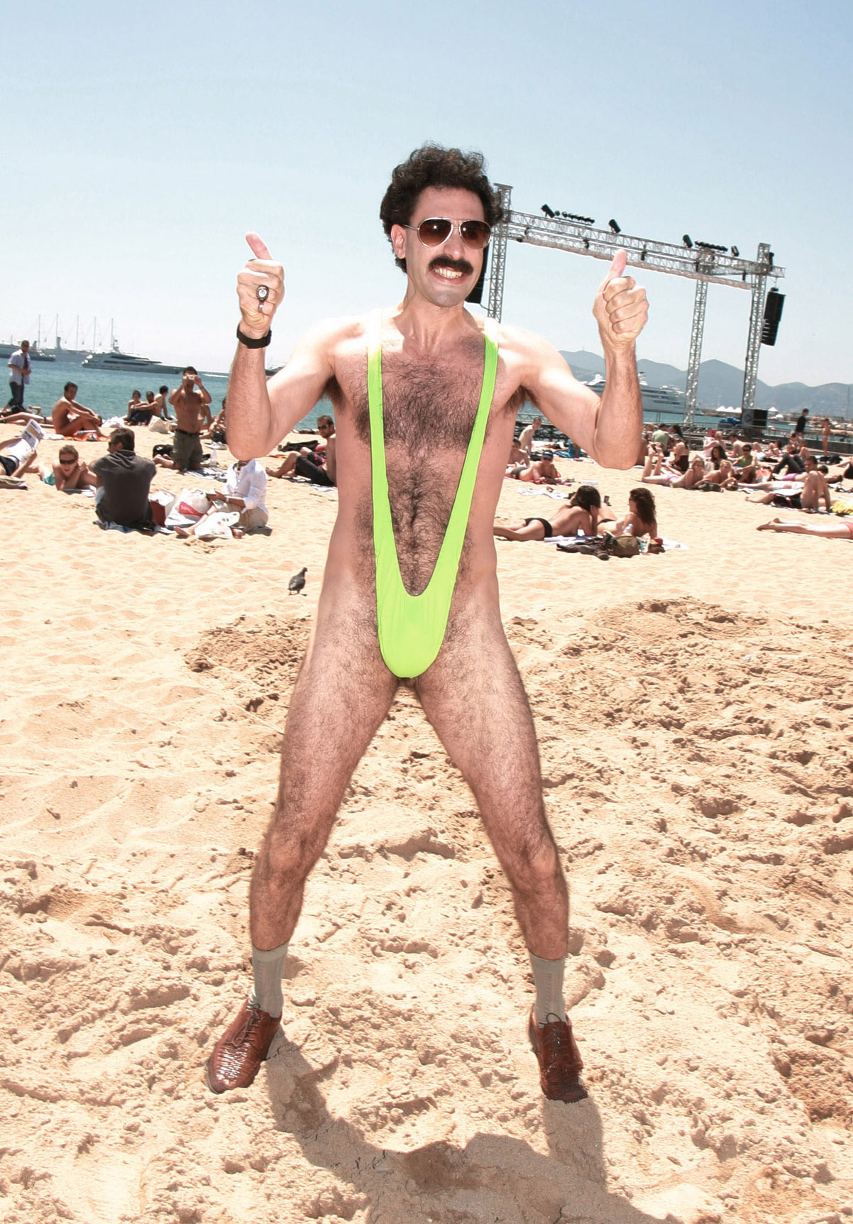 High Quality Borat Mankini Beach w/Thumbs Up Blank Meme Template