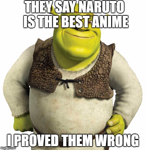 THEY SAY NARUTO IS THE BEST ANIME; I PROVED THEM WRONG | image tagged in shrek,memes,anime,best | made w/ Imgflip meme maker
