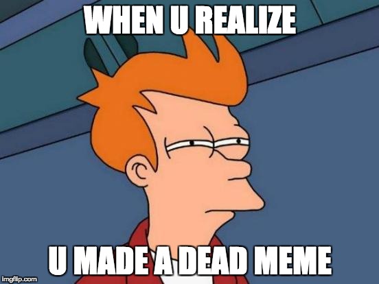 Futurama Fry Meme | WHEN U REALIZE; U MADE A DEAD MEME | image tagged in memes,futurama fry | made w/ Imgflip meme maker