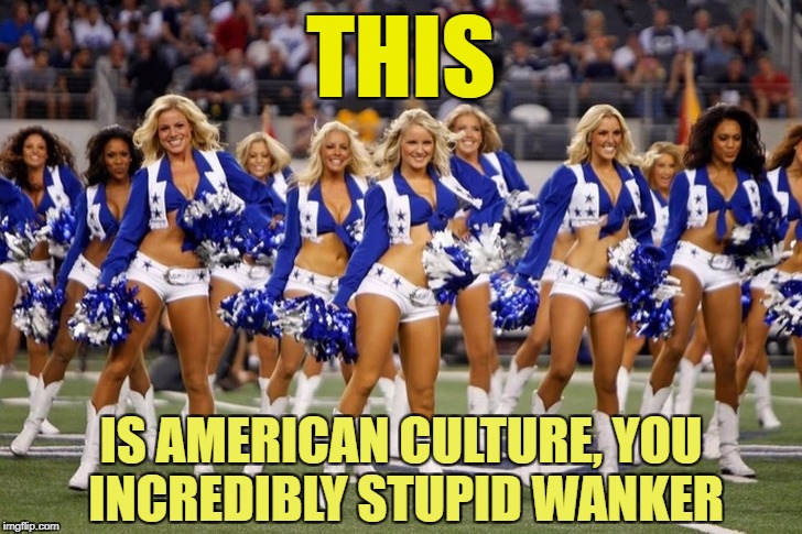 THIS IS AMERICAN CULTURE, YOU INCREDIBLY STUPID WANKER | made w/ Imgflip meme maker