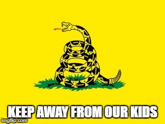 Gadsden Flag | KEEP AWAY FROM OUR KIDS | image tagged in gadsden flag | made w/ Imgflip meme maker