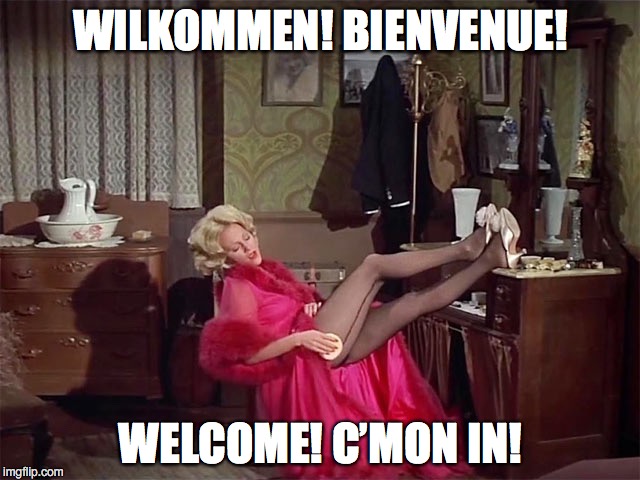 WILKOMMEN! BIENVENUE! WELCOME! C’MON IN! | image tagged in lili von shtupp | made w/ Imgflip meme maker