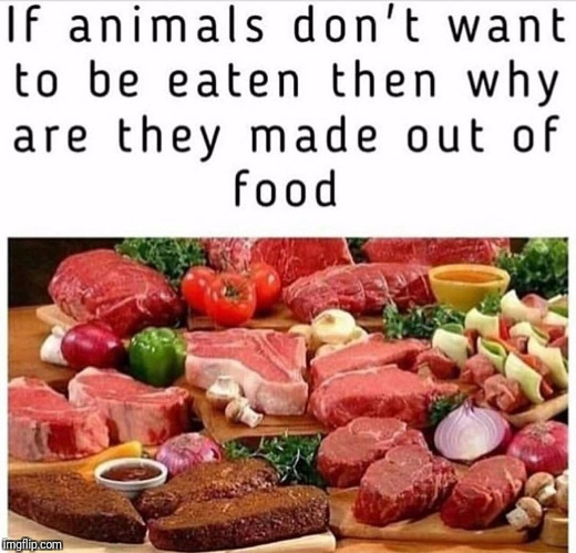 A good question! | image tagged in food,vegan,college liberal,peta,meat,question | made w/ Imgflip meme maker