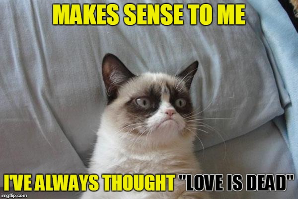 MAKES SENSE TO ME I'VE ALWAYS THOUGHT "LOVE IS DEAD" "LOVE IS DEAD" | made w/ Imgflip meme maker