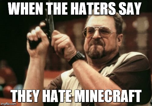 Minecraft is bae | WHEN THE HATERS SAY; THEY HATE MINECRAFT | image tagged in memes,am i the only one around here | made w/ Imgflip meme maker