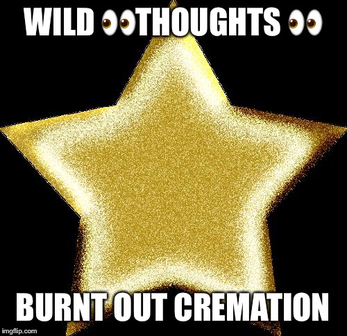 Gold star | WILD 👀THOUGHTS 👀; BURNT OUT CREMATION | image tagged in gold star | made w/ Imgflip meme maker