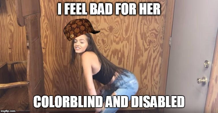 25% | I FEEL BAD FOR HER; COLORBLIND AND DISABLED | image tagged in 25,scumbag | made w/ Imgflip meme maker