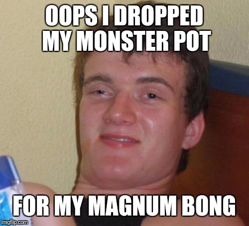 Magnum | OOPS I DROPPED MY MONSTER POT; FOR MY MAGNUM BONG | image tagged in memes,10 guy | made w/ Imgflip meme maker