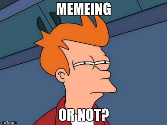 Futurama Fry Meme | MEMEING; OR NOT? | image tagged in memes,futurama fry | made w/ Imgflip meme maker